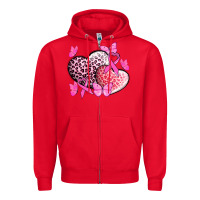 Red Cancer hearts Cancer Awaneress Zipper Hoodie - HowdyJamesFarm