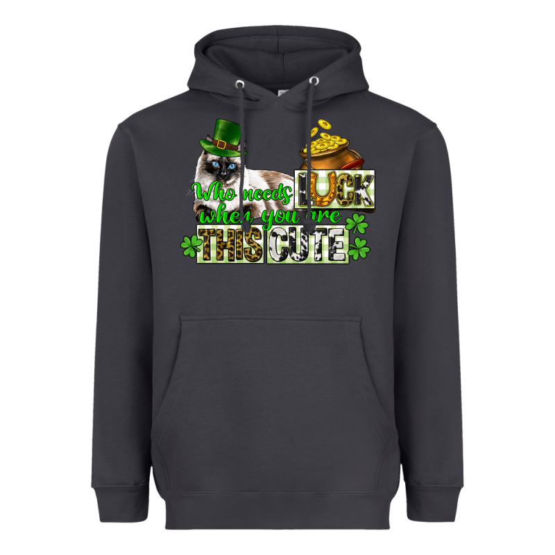 St. Patrick's Cat Who Needs Luck When You Are This Heavyweight Hoodie by CowGirlArtShop | Teevron