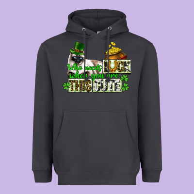 St. Patrick's Cat Who Needs Luck When You Are This Heavyweight Hoodie Designed By Cowgirlartshop