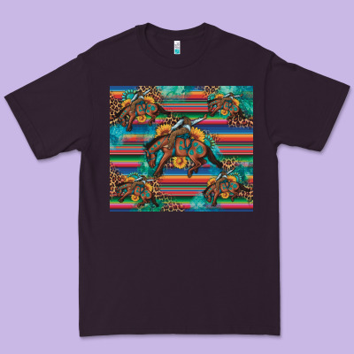 Bucking Bronco Serape Turquoise Premium Tee Designed By Artiststas