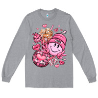 Heather Grey retro valentines day Long Sleeve Tee - LillyAllenDesigns
