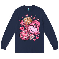 Navy retro valentines day Long Sleeve Tee - LillyAllenDesigns
