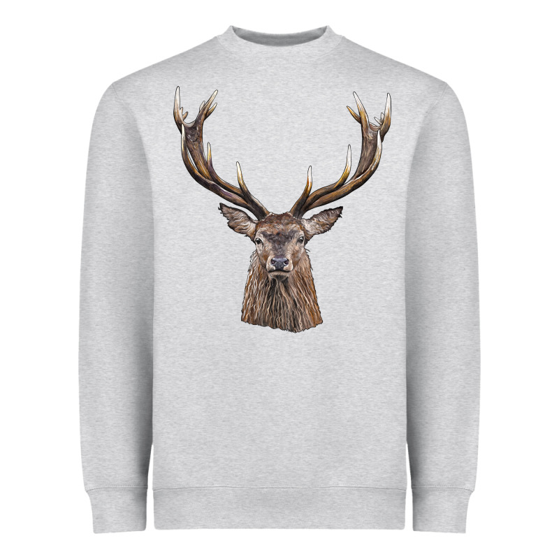 Elk Deer Head Heavyweight Sweatshirt by LillyAllenDesigns | Teevron