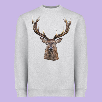 Elk Deer Head Heavyweight Sweatshirt Designed By Lillyallendesigns