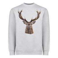 Heather Grey elk deer head Heavyweight Sweatshirt - LillyAllenDesigns