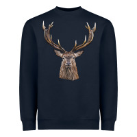 Navy elk deer head Heavyweight Sweatshirt - LillyAllenDesigns