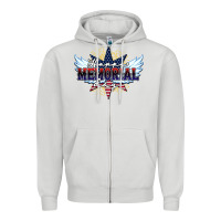 Dove Grey happy memorial day Zipper Hoodie - HowdyJamesFarm