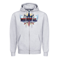 Heather Grey happy memorial day Zipper Hoodie - HowdyJamesFarm