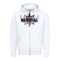 White happy memorial day Zipper Hoodie - HowdyJamesFarm