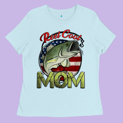 Reel Cool Mom Fishing Ladies Tee Designed By Jasminsmagicworld