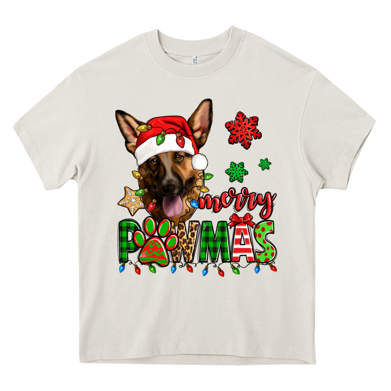 Merry Pawmas Christmas German Shepherd Heavy Core Tee by Jasminsmagicworld | Teevron