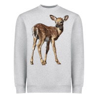 Heather Grey white tailed fawn deer Heavyweight Sweatshirt - LillyAllenDesigns
