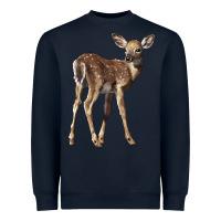 Navy white tailed fawn deer Heavyweight Sweatshirt - LillyAllenDesigns