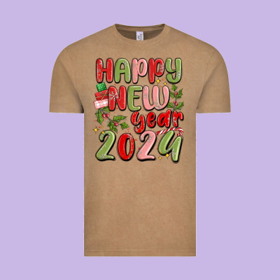 Happy New Year 2024 Vintage Tee Designed By Maliassmallbusiness