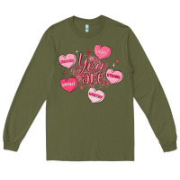 Army Green you are enough valentines day Long Sleeve Tee - LillyAllenDesigns