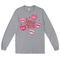 Heather Grey you are enough valentines day Long Sleeve Tee - LillyAllenDesigns