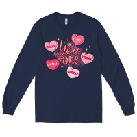 Navy you are enough valentines day Long Sleeve Tee - LillyAllenDesigns