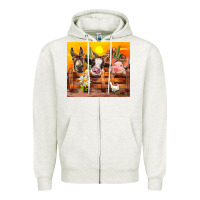 Oatmeal Heather farm animal Zipper Hoodie - TumblerDesignByShophia