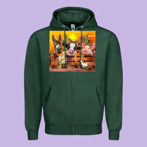 Farm Animal Zipper Hoodie Designed By Tumblerdesignbyshophia