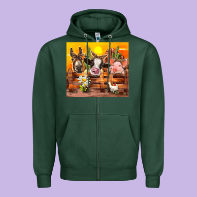 Farm Animal Zipper Hoodie Designed By Tumblerdesignbyshophia