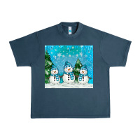 Midnight Navy snowman Urban Heavy Tee - MaliasSmallBusiness
