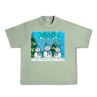 Oil Green snowman Urban Heavy Tee - MaliasSmallBusiness