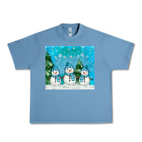 Pebble Blue snowman Urban Heavy Tee - MaliasSmallBusiness