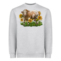 Simmental Bull With Sunflowers Heavyweight Sweatshirt | Teevron