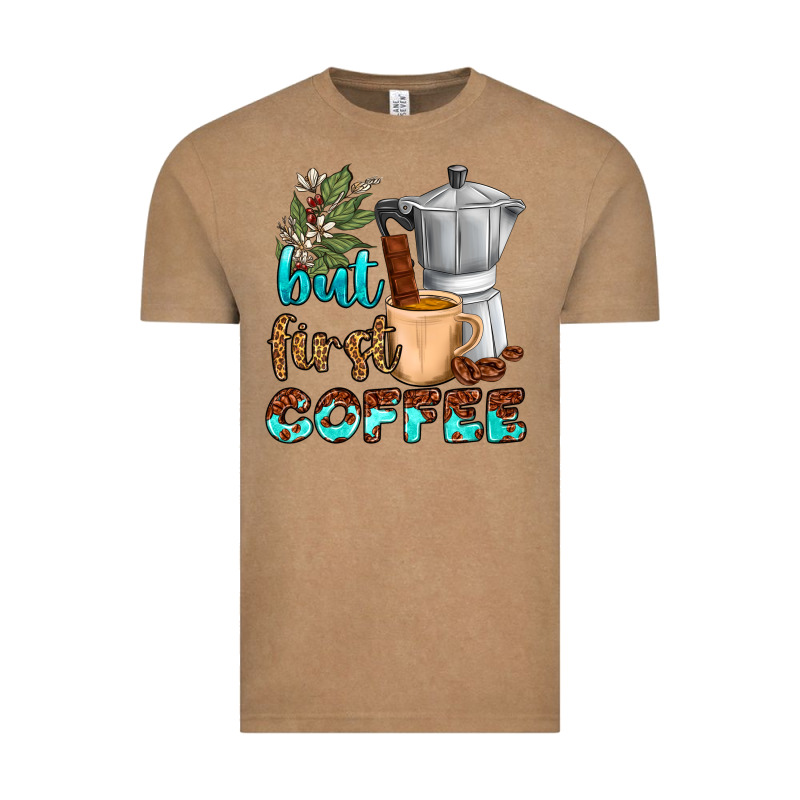 Coffee Cups But First Coffee Vintage Tee by NancyCooperArtShop | Teevron