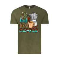 Vintage Olive coffee cups but first coffee Vintage Tee - NancyCooperArtShop