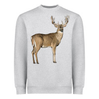 Heather Grey white tailed buck deer Heavyweight Sweatshirt - LillyAllenDesigns