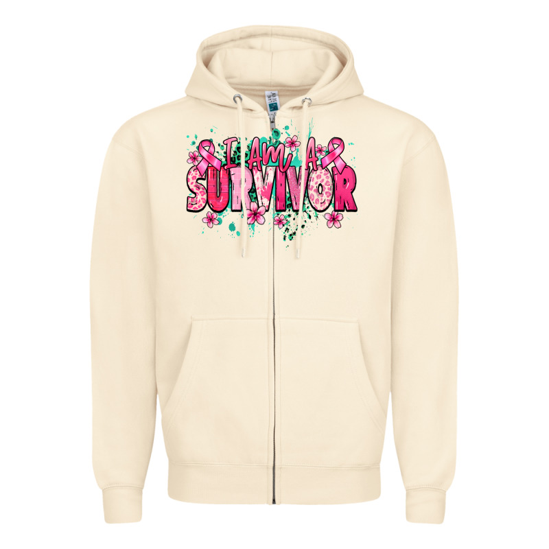 I Am A Survivor Cancere Awareness Zipper Hoodie by HowdyJamesFarm | Teevron