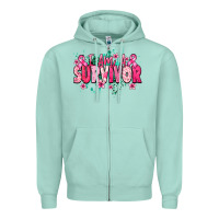 Seafoam I am a survivor Cancere Awareness Zipper Hoodie - HowdyJamesFarm