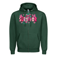 Sports Green I am a survivor Cancere Awareness Zipper Hoodie - HowdyJamesFarm