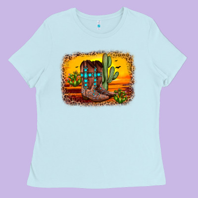 Cross Sunset Backgraund Ladies Tee Designed By Jahusdesignshop
