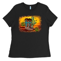 Black cross sunset backgraund Ladies Tee - JahusDesignShop