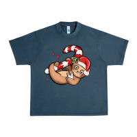 Midnight Navy cute christmas sloth Urban Heavy Tee - MaliasSmallBusiness