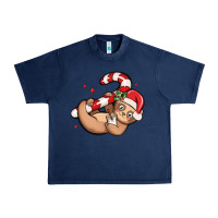 Navy cute christmas sloth Urban Heavy Tee - MaliasSmallBusiness