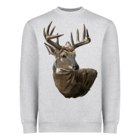 Heather Grey white tailed buck deer head Heavyweight Sweatshirt - LillyAllenDesigns