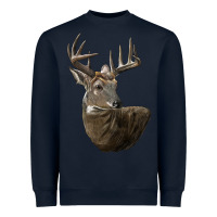 Navy white tailed buck deer head Heavyweight Sweatshirt - LillyAllenDesigns