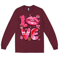 Burgundy love with lips Long Sleeve Tee - LillyAllenDesigns