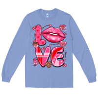 Colony Blue love with lips Long Sleeve Tee - LillyAllenDesigns