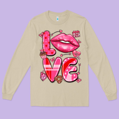 Love With Lips Long Sleeve Tee Designed By Lillyallendesigns
