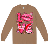 Toasted Coconut love with lips Long Sleeve Tee - LillyAllenDesigns