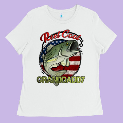 Reel Cool Granddaddy Fishing Ladies Tee Designed By Jasminsmagicworld