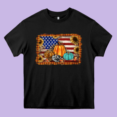 American Flag Fall Backgraund Heavy Core Tee Designed By Jahusdesignshop