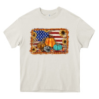Cream american flag fall backgraund Heavy Core Tee - JahusDesignShop