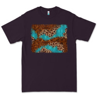 Plum turquoise glitter leopard background Premium Tee - AdoDesignShop