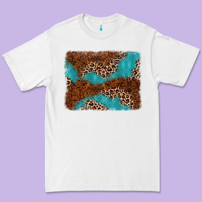 Turquoise Glitter Leopard Background Premium Tee Designed By Adodesignshop