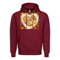 Burgundy fall heart with leopard Zipper Hoodie - TumblerDesignByShophia